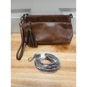 Lavawa Western Purse Vegan Leather Women's Crossbody Handbag Brown Embossed